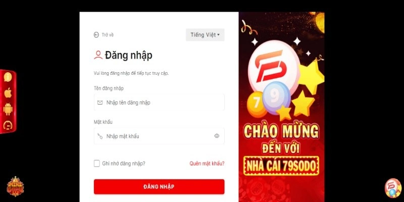 Đăng nhập nhà cái trên website